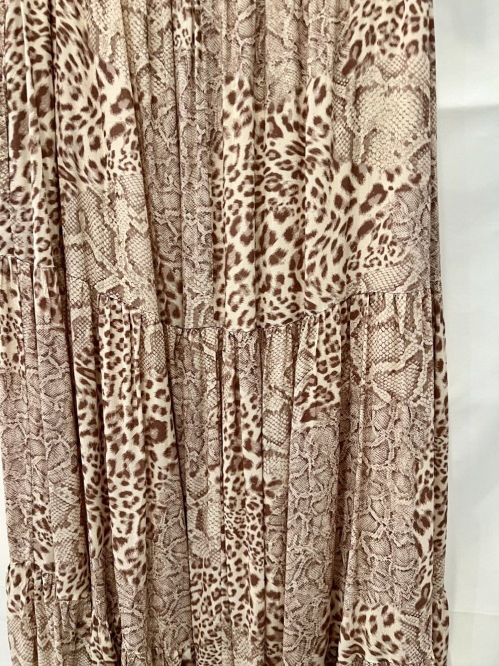 Olivaceous Beige Brown Mixed Animal Print Tiered Maxi Skirt NWT - Size S - Picture 9 of 9